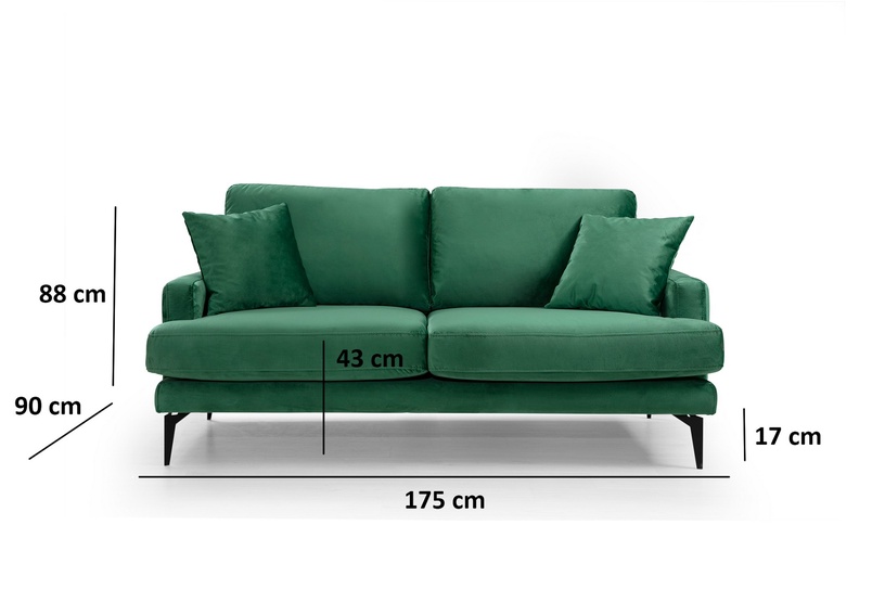 Diivan Hanah Home Papira, roheline, 175 x 90 cm x 88 cm
