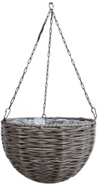 Puķu pods Home4you Wicker 35185, plastmasa/metāls, 300 mm, Ø 300 mm x 300 mm, tumši brūna