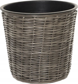 Цветочный горшок OTE Flower Pot D009-W31-DG, пластик/ротанг, Ø 31 см, серый/графитовый
