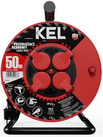 Удлинитель на катушке Kel Professional Line, 3 x 1,5 mm², 50 м, IP44, 4 розетки