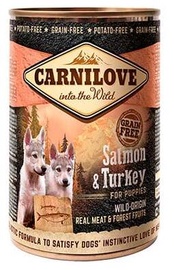 Mitrā barība (konservi) suņiem Carnilove Wild Meat Salmon & Turkey for Puppies, zivs/tītara gaļa, 0.4 kg