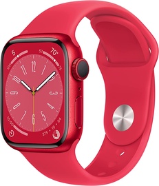 Viedais pulkstenis Apple Watch Series 8 GPS 41mm RED Aluminium Case with RED Sport Band - Regular, sarkana