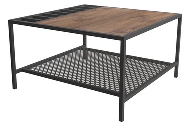 Журнальный столик Kalune Design Gomis, коричневый/черный, 800 мм x 800 мм x 450 мм