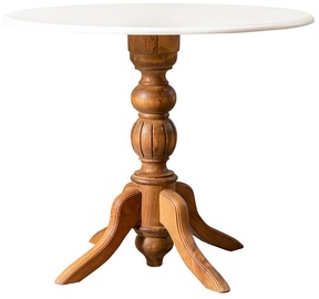 Pusdienu galds Kalune Design Albero 10, balta/valriekstu, 90 cm x 90 cm x 75 cm