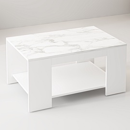 Kafijas galdiņš Kalune Design Lina, balta/pelēka, 90 cm x 60 cm x 43.8 cm