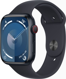 Viedais pulkstenis Apple Watch Series 9 GPS + Cellular, 45mm Midnight Aluminium Midnight Sport S/M, melna