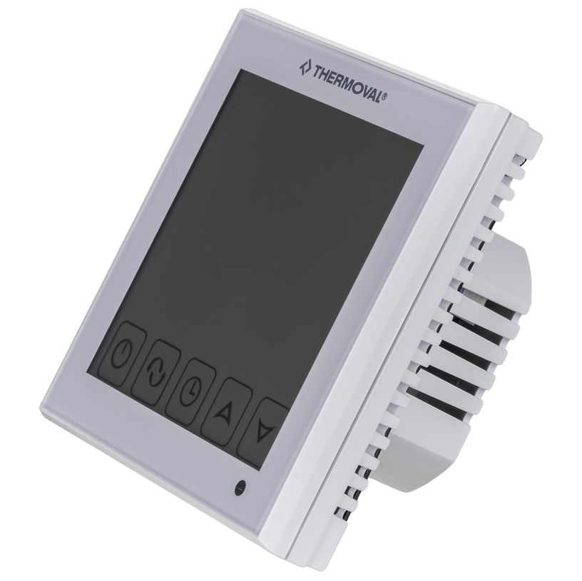 Программируемый термостат отопления Thermoval TVT 31 WiFi, встраивается в стену, белый, 8.6 см, 5 - 99 °С