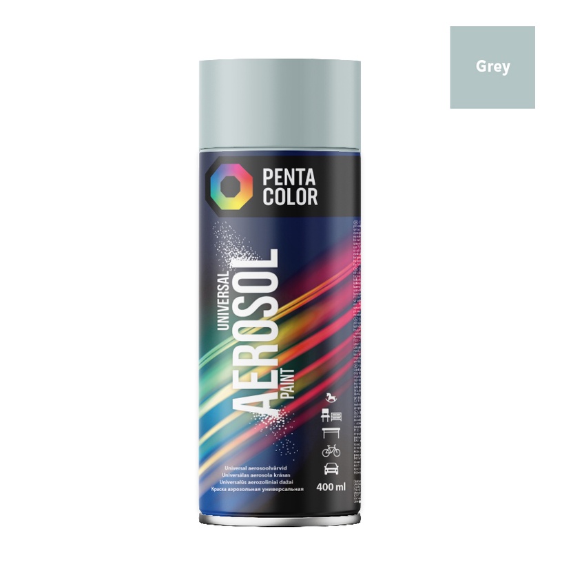 Aerosoolvärv Pentacolor Universal, tavaline, hall (ral 7001), 0.4 l