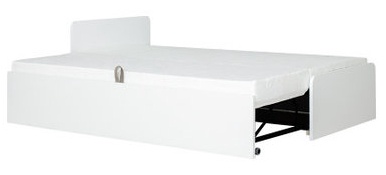 Gulta vienvietīga ar nolaižamu papildus vietu Bodzio Kortez KOR90-BI, 90 x 200 cm, balta, ar matraci, ar režģi
