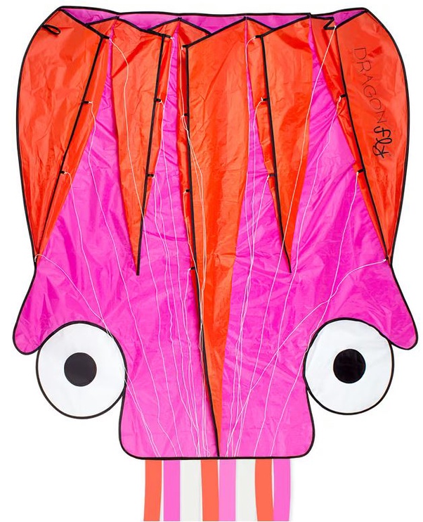 Tuulelohe Dragon Fly Kite Octopus, 127 cm x 124 cm, oranž/roosa