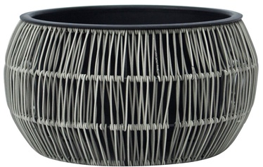 Puķu pods Home4you Wicker 38099, plastmasa/metāls, Ø 370 mm, pelēka