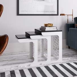 Журнальный столик Kalune Design Hare, белый/черный, 45.5 см x 45.5 см x 51 см
