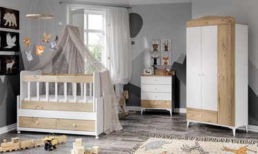 Guļamistabas mēbeļu komplekts Kalune Design Sansa Eko, bērnistabu, balta/ozola
