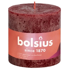 Свеча цилиндрическая Bolsius Rustic Shine Velvet red, 60 час