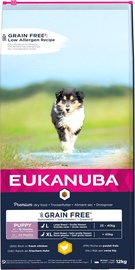 Sausā suņu barība Eukanuba Grain Free Puppy Large, vistas gaļa, 12 kg