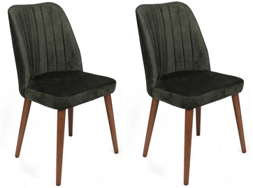 Ēdamistabas krēsls Kalune Design Alfa 462 974NMB1636, valriekstu/haki, 49 cm x 50 cm x 90 cm, 2 gab.
