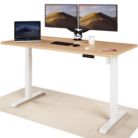 Rakstāmgalds regulējams augstums Desktronic Home One, balta/ozola