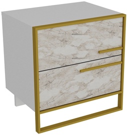 Ночной столик Kalune Design Polka 875ZNA3408, золотой/белый, 38.5 x 50 см x 51.8 см