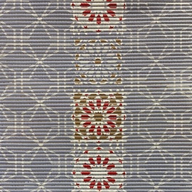 Vannas istabas paklājs Besk, zila/balta/sarkana, 100 cm x 65 cm