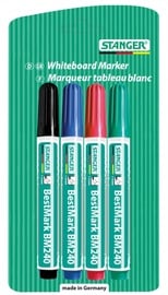 Valge tahvli marker Stanger BM240 002510, sinine/must/punane/roheline, 4 tk