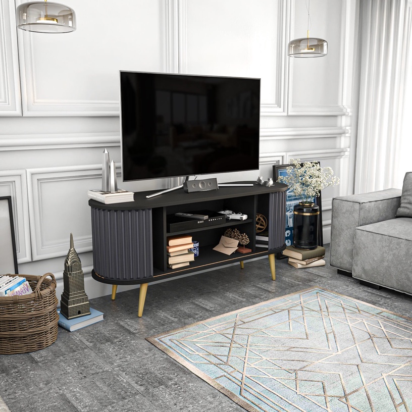 TV-laud Kalune Design Stor, antratsiit/must, 140 cm x 43 cm x 64 cm