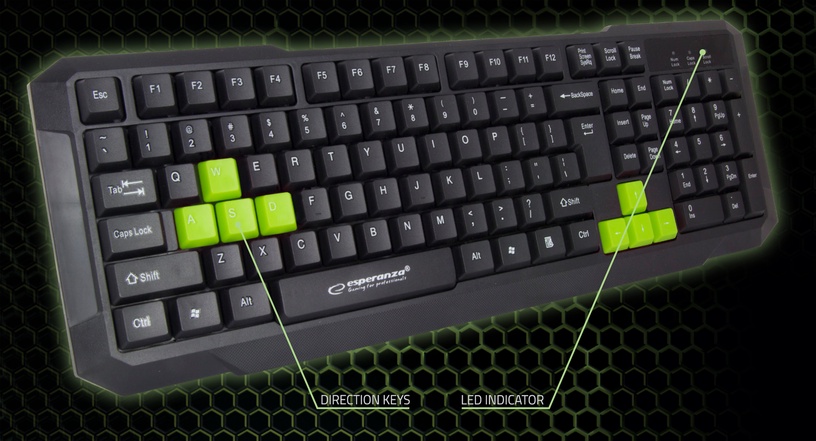 Клавиатура Esperanza EGK102G EN, черный/зеленый