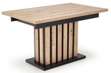 Pusdienu galds izvelkams Lamello, melna/ozola, 130 - 180 cm x 80 cm x 76 cm