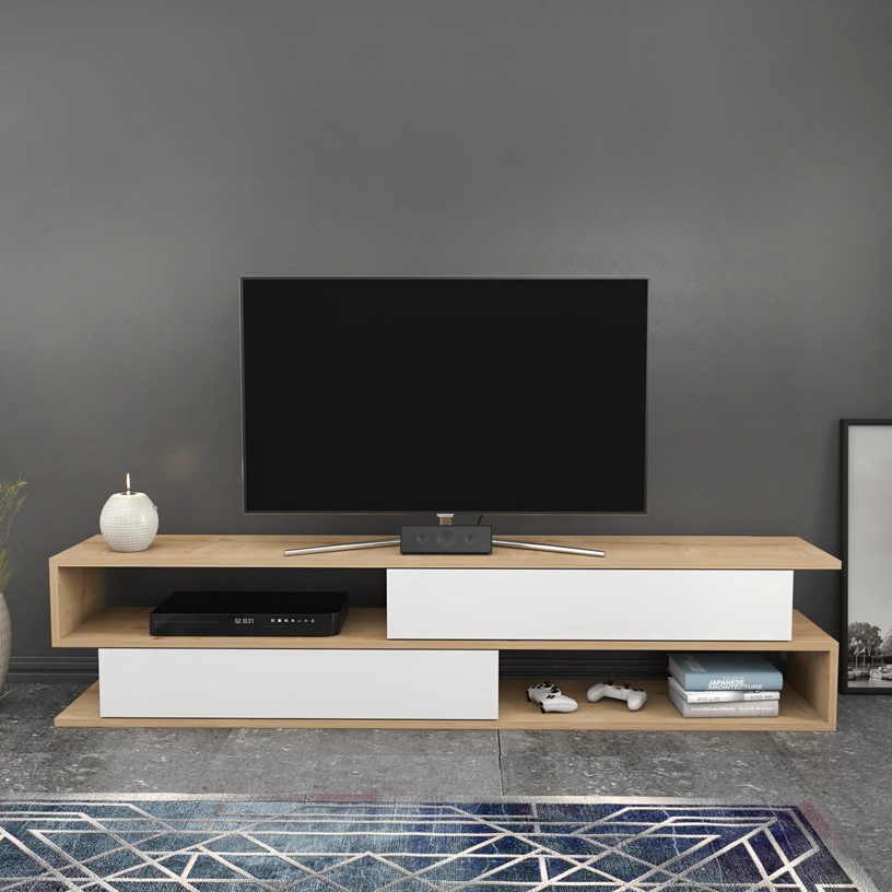 TV-laud Kalune Design Cortez, tamm/valge/pruun, 35.3 cm x 160 cm x 38.6 cm