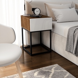 Ночной столик Avorio SF-AVO-W-STN40, коричневый/белый/черный, 40 x 40 см x 60 см