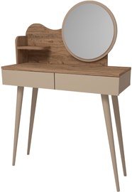 Столик-косметичка Kalune Design Gutty 550ARN2755, бежевый/сосновый, 90 см x 35 см x 132.2 см, с зеркалом