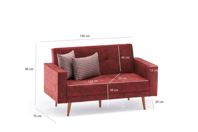 Dīvāngulta Hanah Home Dublin 2-Seat, sarkana, 150 x 75 cm x 90 cm