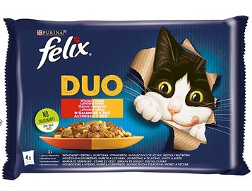 Влажный корм для кошек Felix Fantastic Duo, говядина/мясо птицы, 0.360 кг, 4 шт.