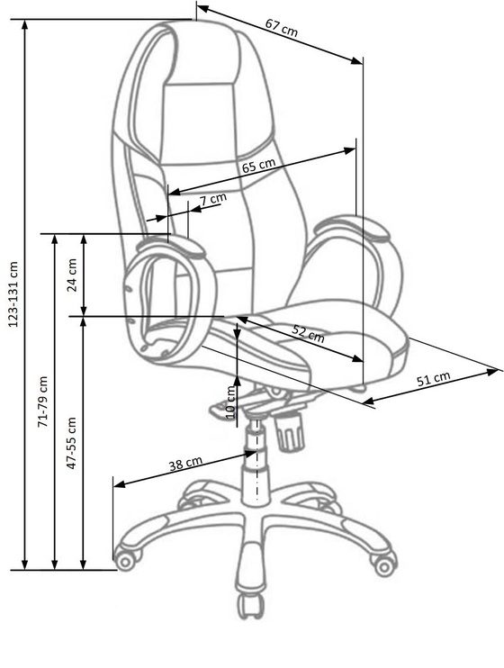 Kontoritool Travis, 67 x 65 x 123 - 131 cm