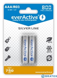 Uzlādējamās baterijas Everactive Silver Line, AAA, 800 mAh, 2 gab.