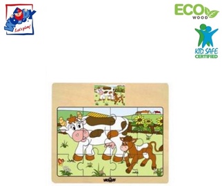 Izglītojošās rotaļlietas WOODY Educational Puzzle Cows, 12 gab.