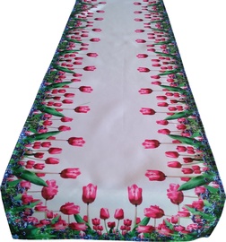 Galda celiņš taisnstūra OHA-003-A, balta/zaļa/rozā, 40 x 180 cm
