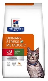 Kuiv kassitoit Hill's Urinary Metabolic c/d Multicare Stress + Metabolic Weight, kanaliha, 3 kg