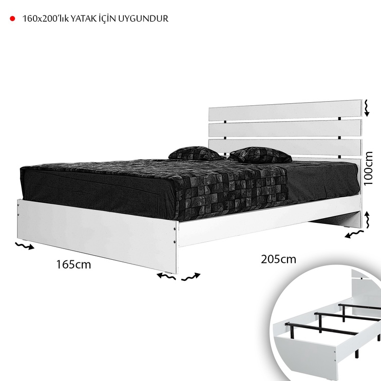 Кровать двухместная Kalune Design Fuga 160LK, 160 x 200 cm, ореховый
