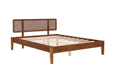 Gulta pusotrvietīga Kalune Design Izabelya, 150 x 200 cm, valriekstu, bez matrača, ar režģi