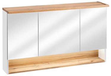 Ripp-peegliga vannitoakapp Hakano Boneville With Mirror, valge/tamm, 25 cm x 120 cm x 70 cm