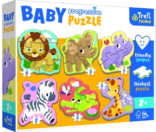 Puzle Trefl Baby Progressive Puzzle Safari 44002, daudzkrāsaina