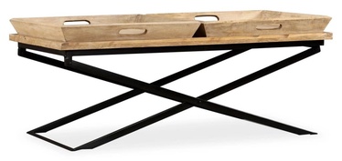 Kafijas galdiņš VLX Solid Mango Wood 244898, brūna/melna, 1100 mm x 550 mm x 420 mm