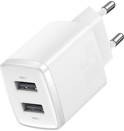 Зарядное устройство Baseus Compact Charger 2U, 2 x USB, 0.1 м, белый, 10.5 Вт