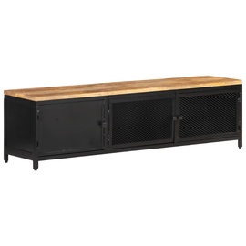TV-laud VLX Solid Rough Mango Wood 323135, must, 1300 mm x 300 mm x 370 mm