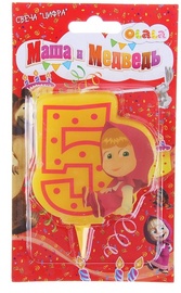 Свеча на день рождения Edu Fun Toys Masha And Bear, желтый