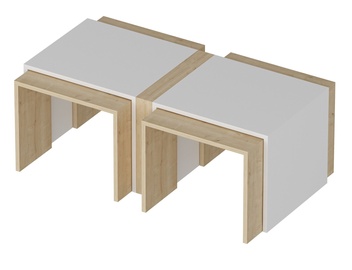 Kafijas galdiņš Kalune Design Contry, balta/ozola, 900 mm x 500 mm x 418 mm