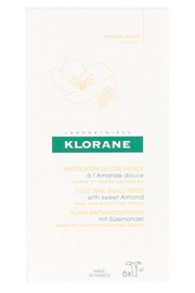 Depiliacinės juostelės Klorane Double Cold Wax Small Strips With Sweet Almond, 6 vnt.