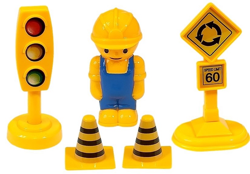Transporta rotaļlietu komplekts Lean Toys Super Builders 4615, dzeltena/daudzkrāsaina