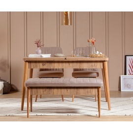 Ēdamistabas komplekts Kalune Design Vina, priedes/gaiši rozā
