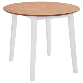 Обеденный стол VLX 245370, белый/светло-коричневый, 900 мм x 900 мм x 750 мм